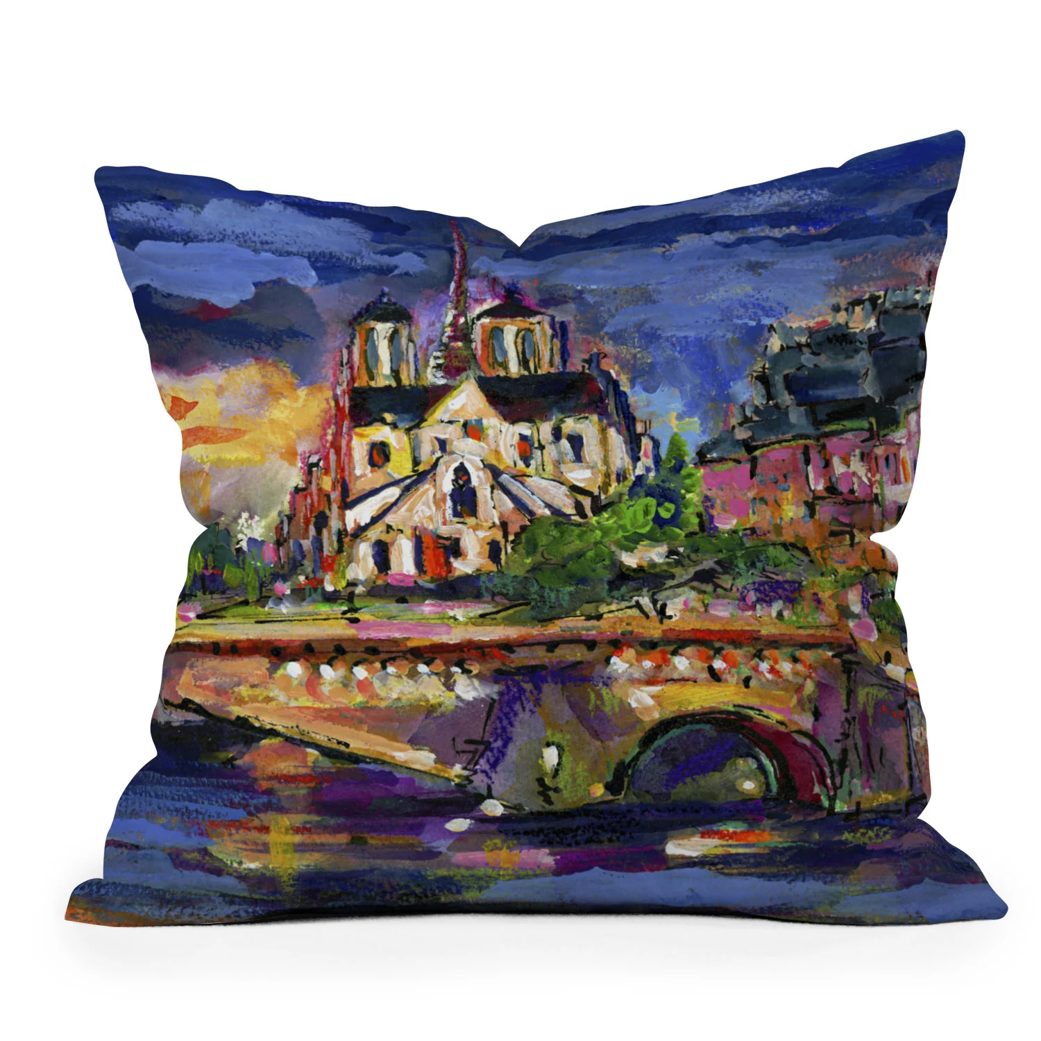 Ginette Fine Art Paris Notre Dame Outdoor Throw Pillow - Image 2