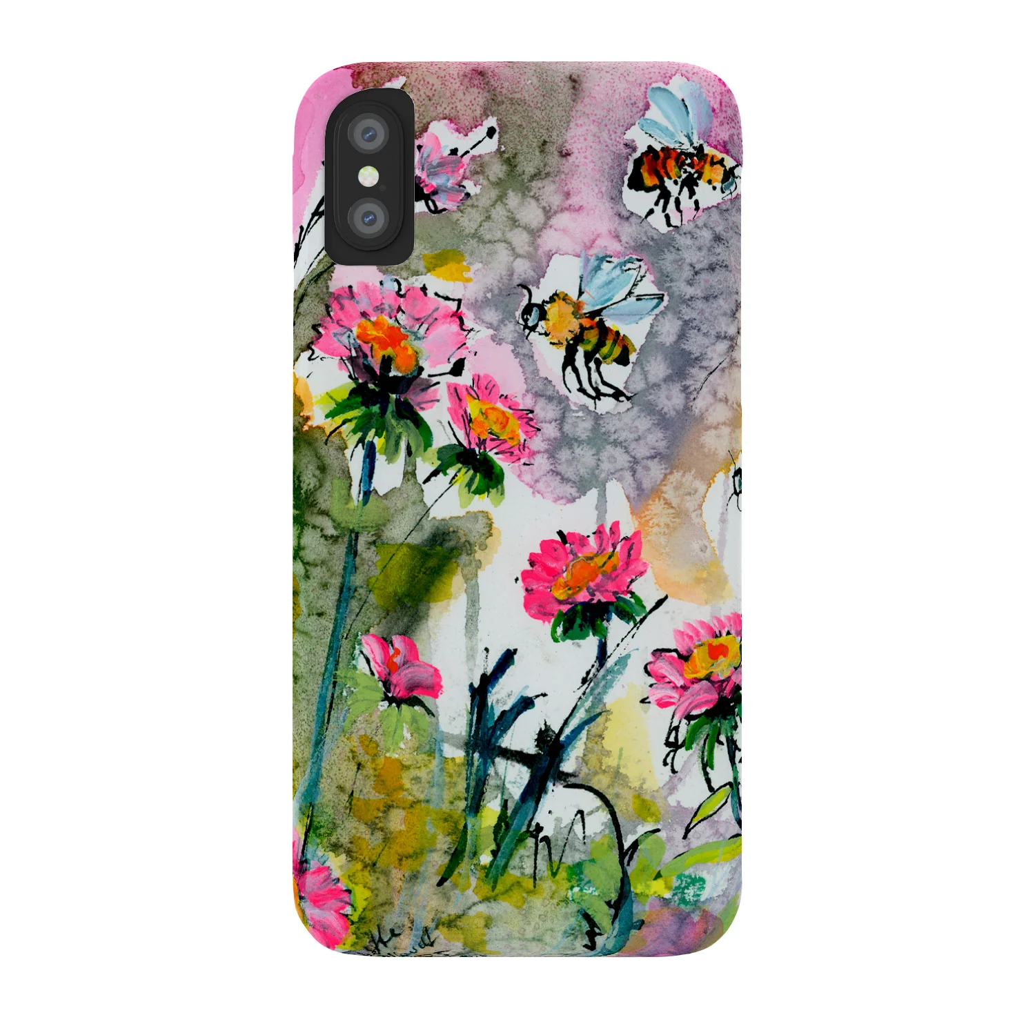 Ginette Fine Art Pink Flowers and Bees Phone Case - Image 14
