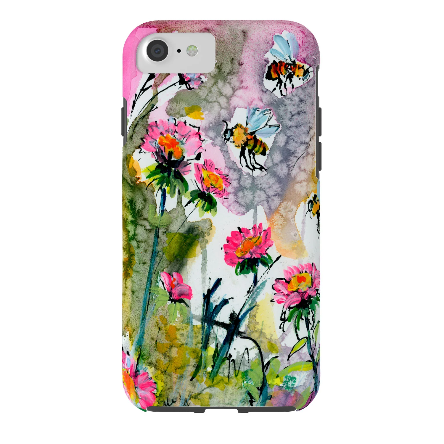 Ginette Fine Art Pink Flowers and Bees Phone Case - Image 35