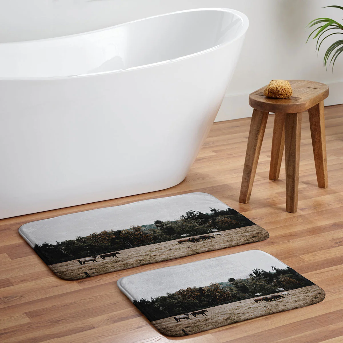 Hannah Kemp Horses two Memory Foam Bath Mat - Image 5