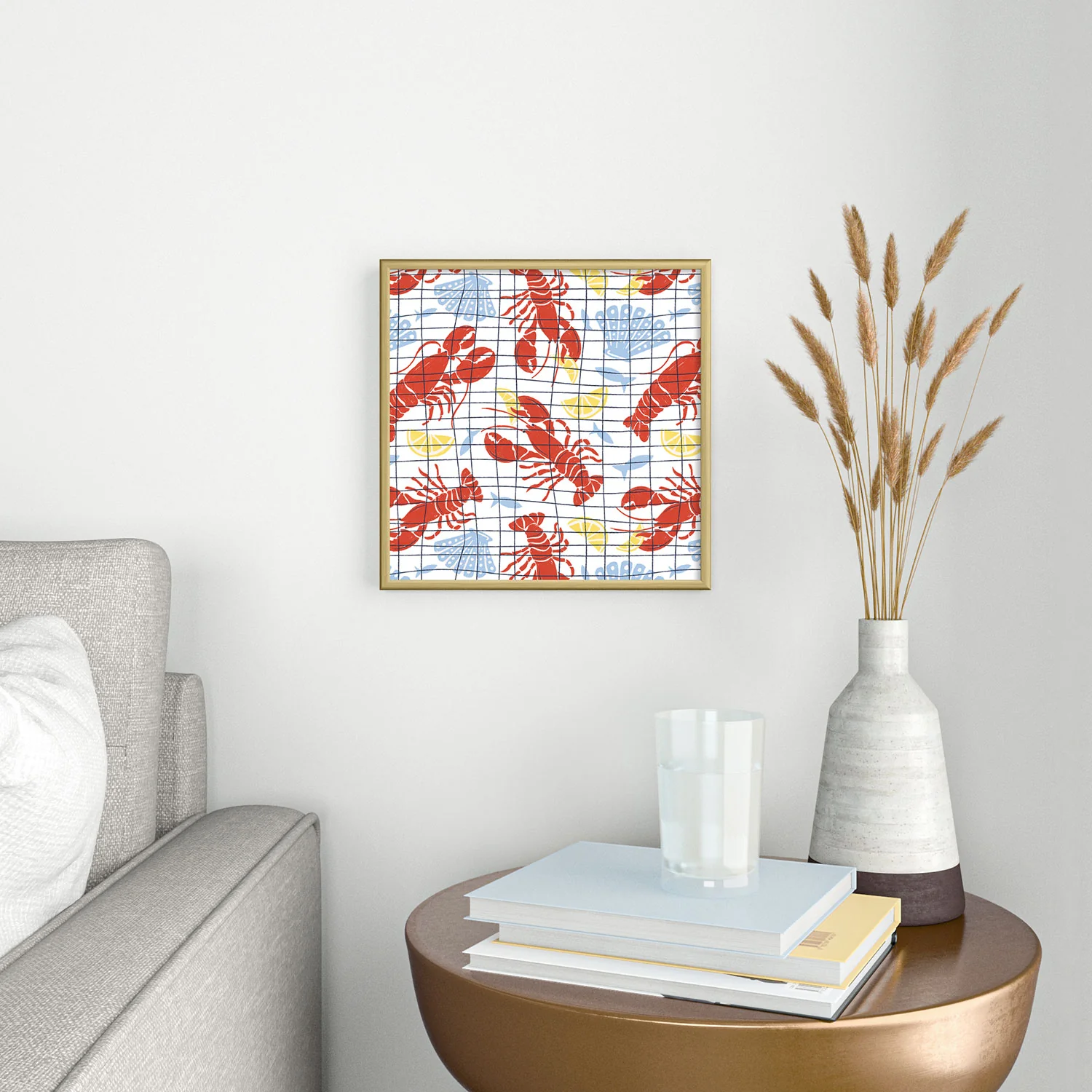 Heather Dutton Fresh Catch Summer Lobster Square Metal Framed Art Print - Image 2