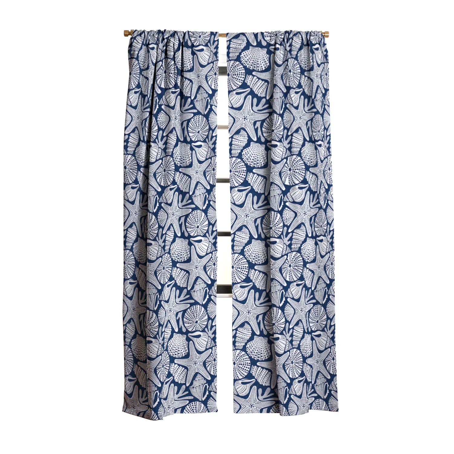 Heather Dutton Ocean Floor Nautical Shells Blackout Window Curtain