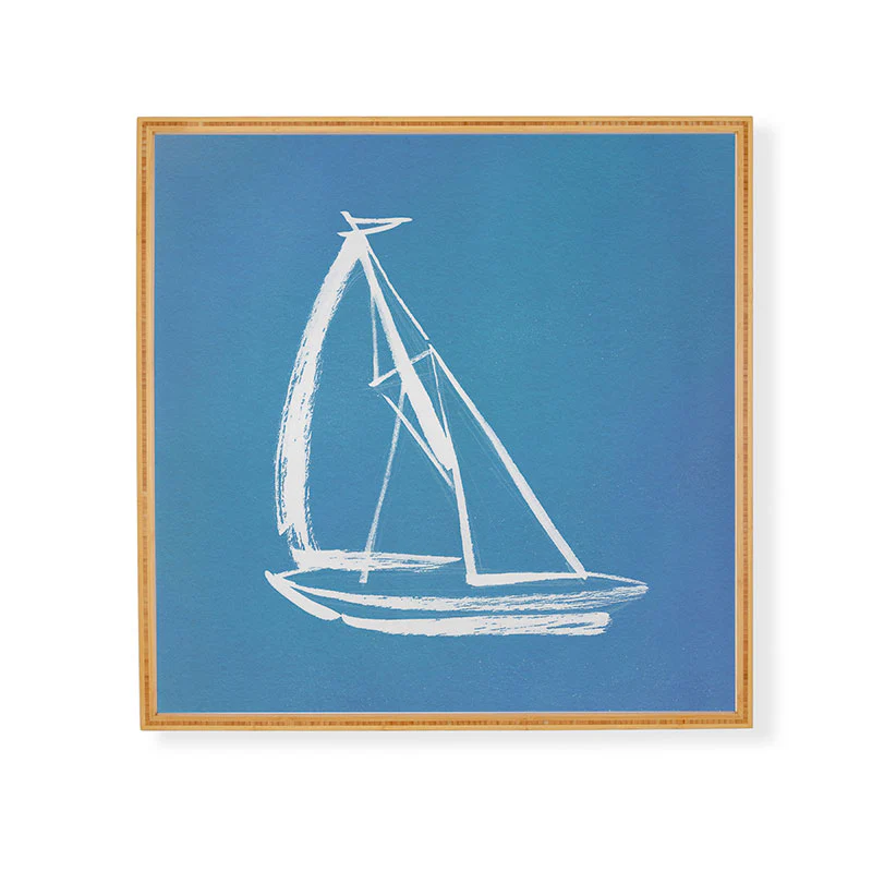 Intemporalis Sailboat Drawing Blue Framed Wall Art - Image 5