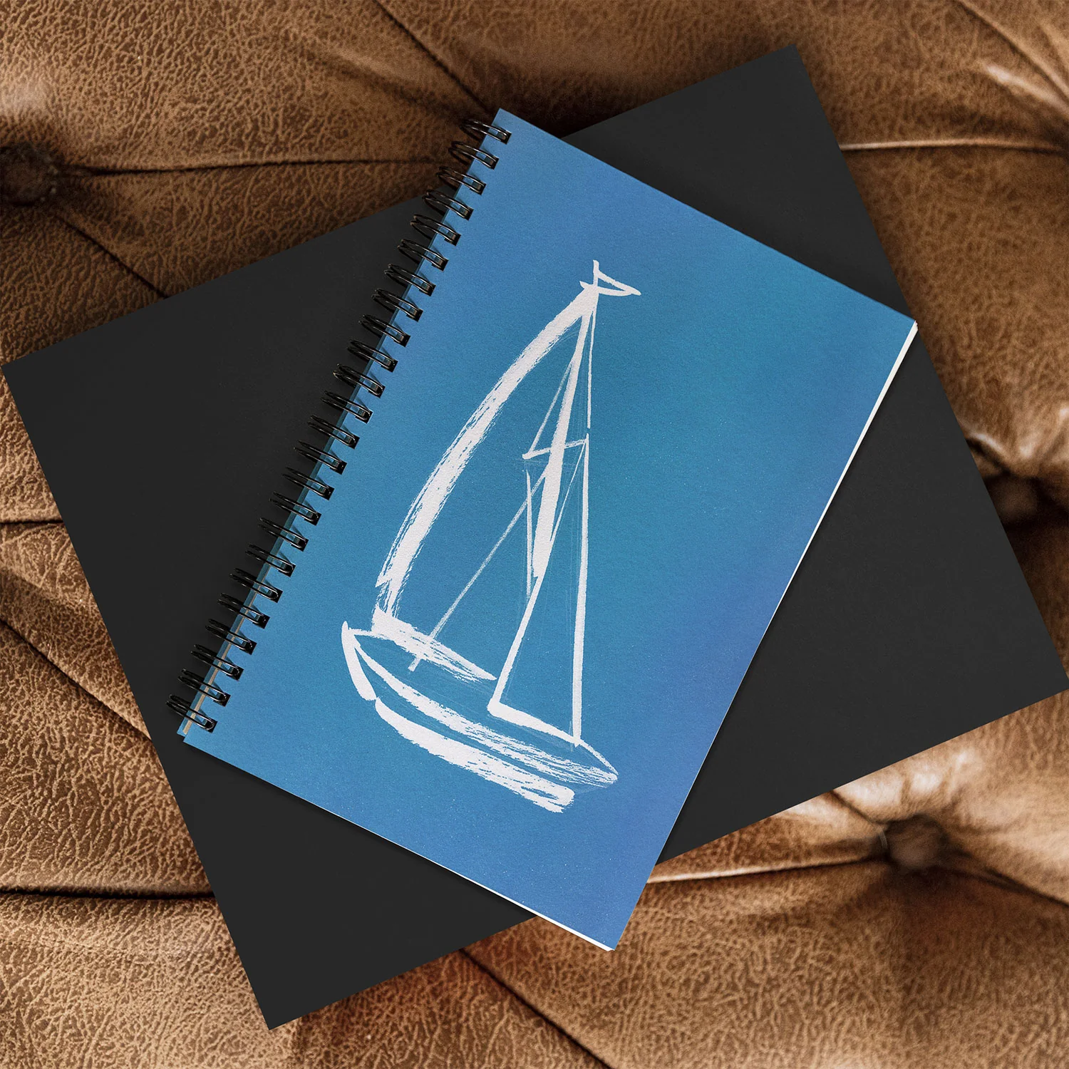 Intemporalis Sailboat Drawing Blue Spiral Notebook - Image 4