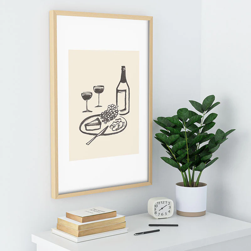 Intemporalis Wine and Cheese Aperitivo BW Recessed Framing Rectangle - Image 30
