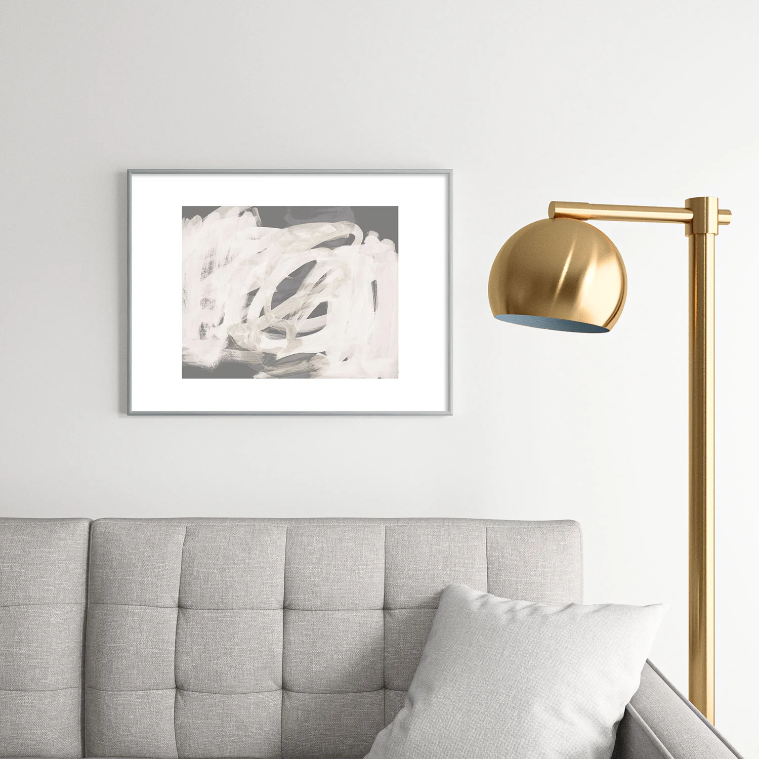 Iris Lehnhardt abstract brushstrokes neutral Metal Framed Art Print - Image 30