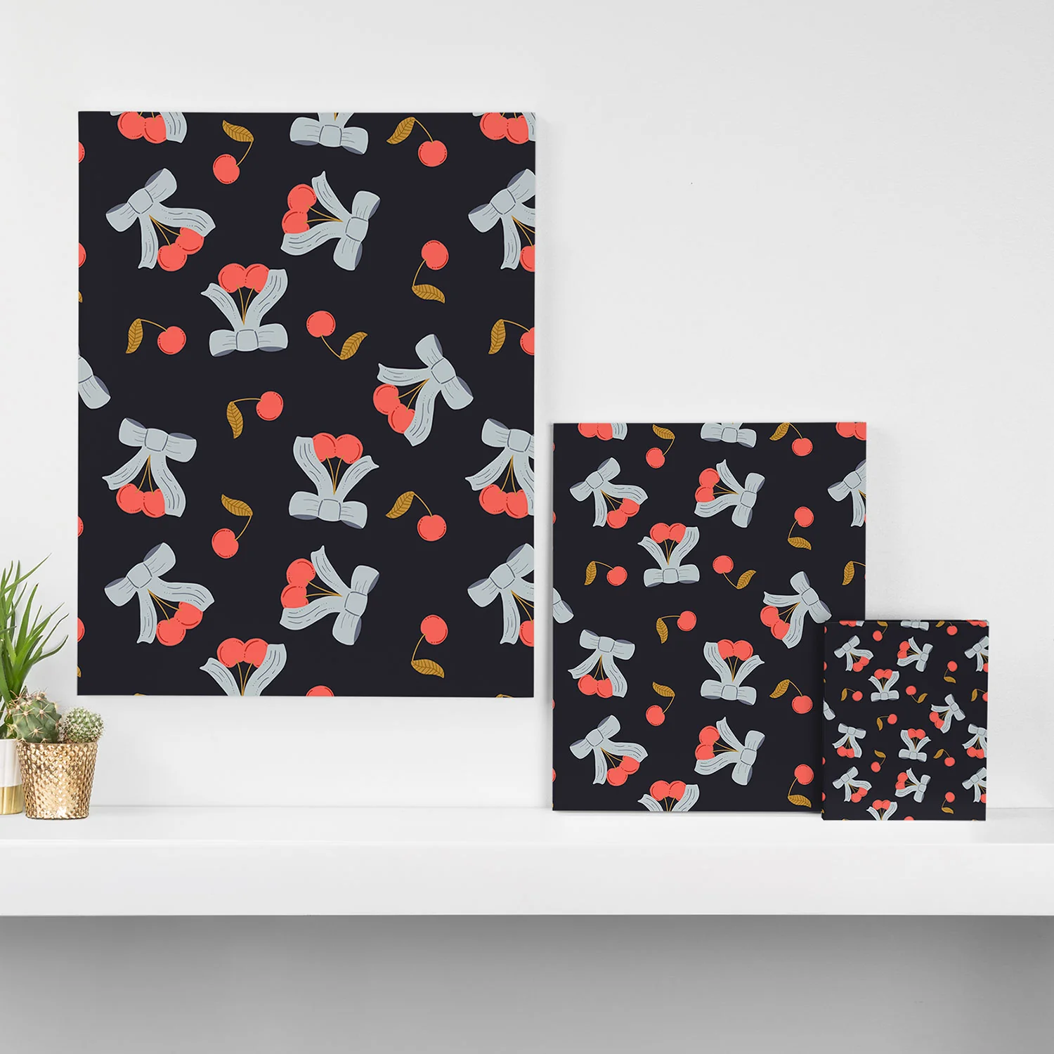 Jennifer Labre Cherries and Bows Art Canvas - Image 5