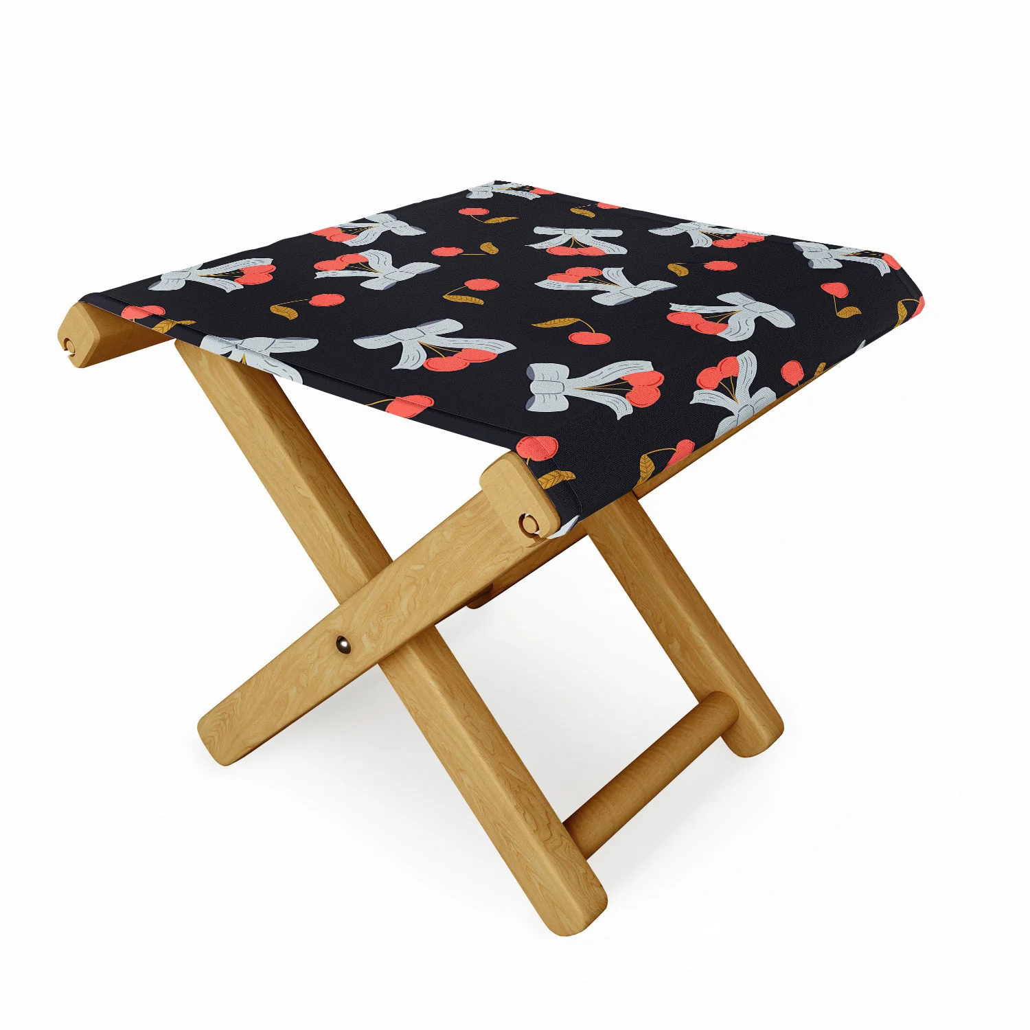 Jennifer Labre Cherries and Bows Folding Stool - Image 2
