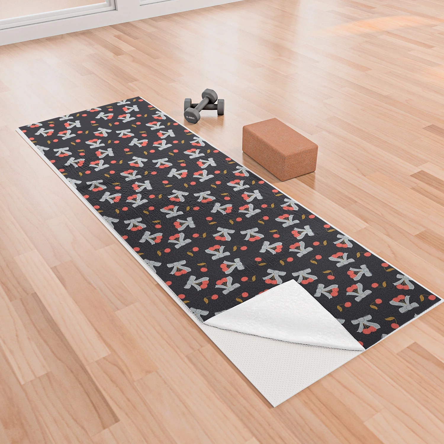 Jennifer Labre Cherries and Bows Yoga Towel - Image 2
