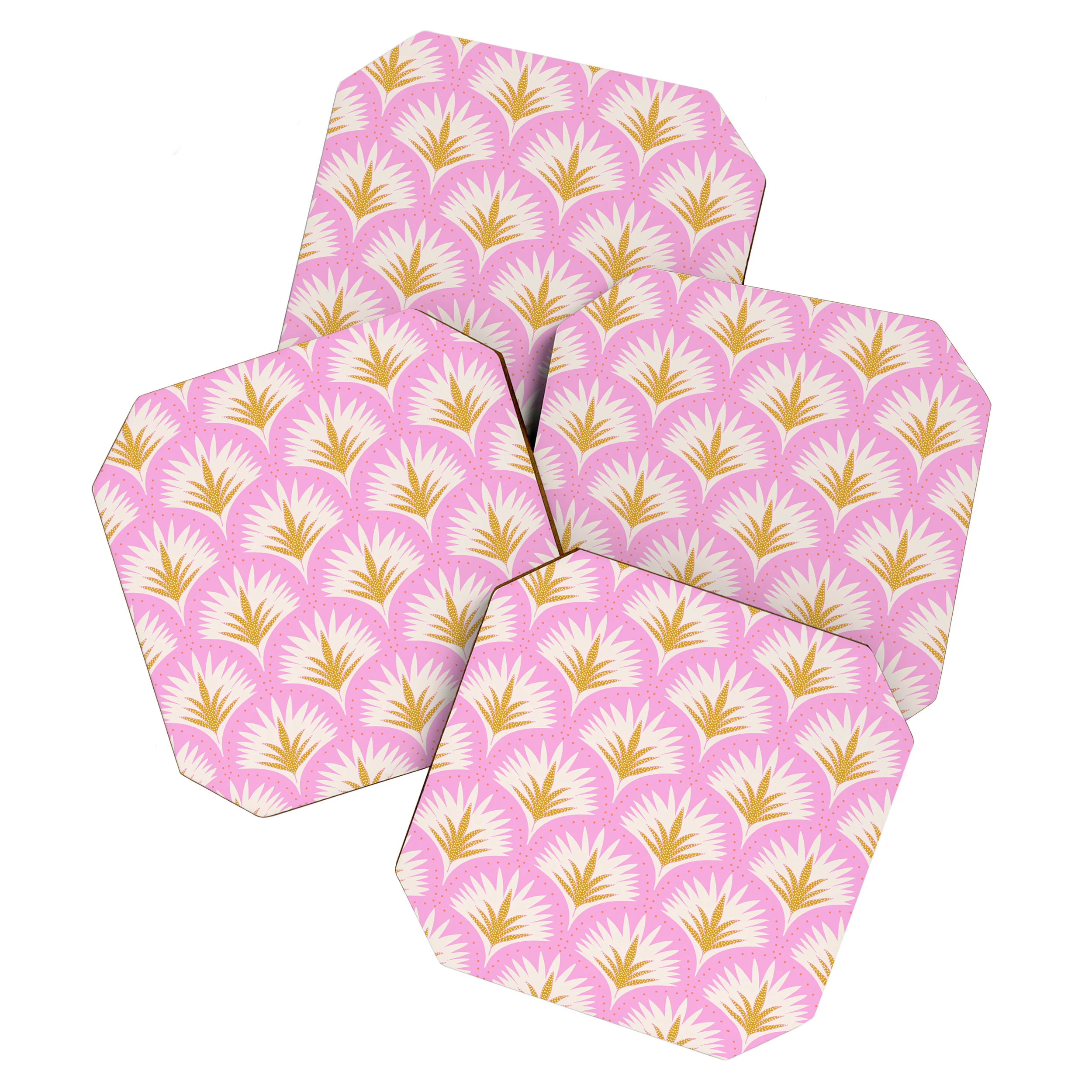 Jennifer Labre Pink Palmetto Coaster Set