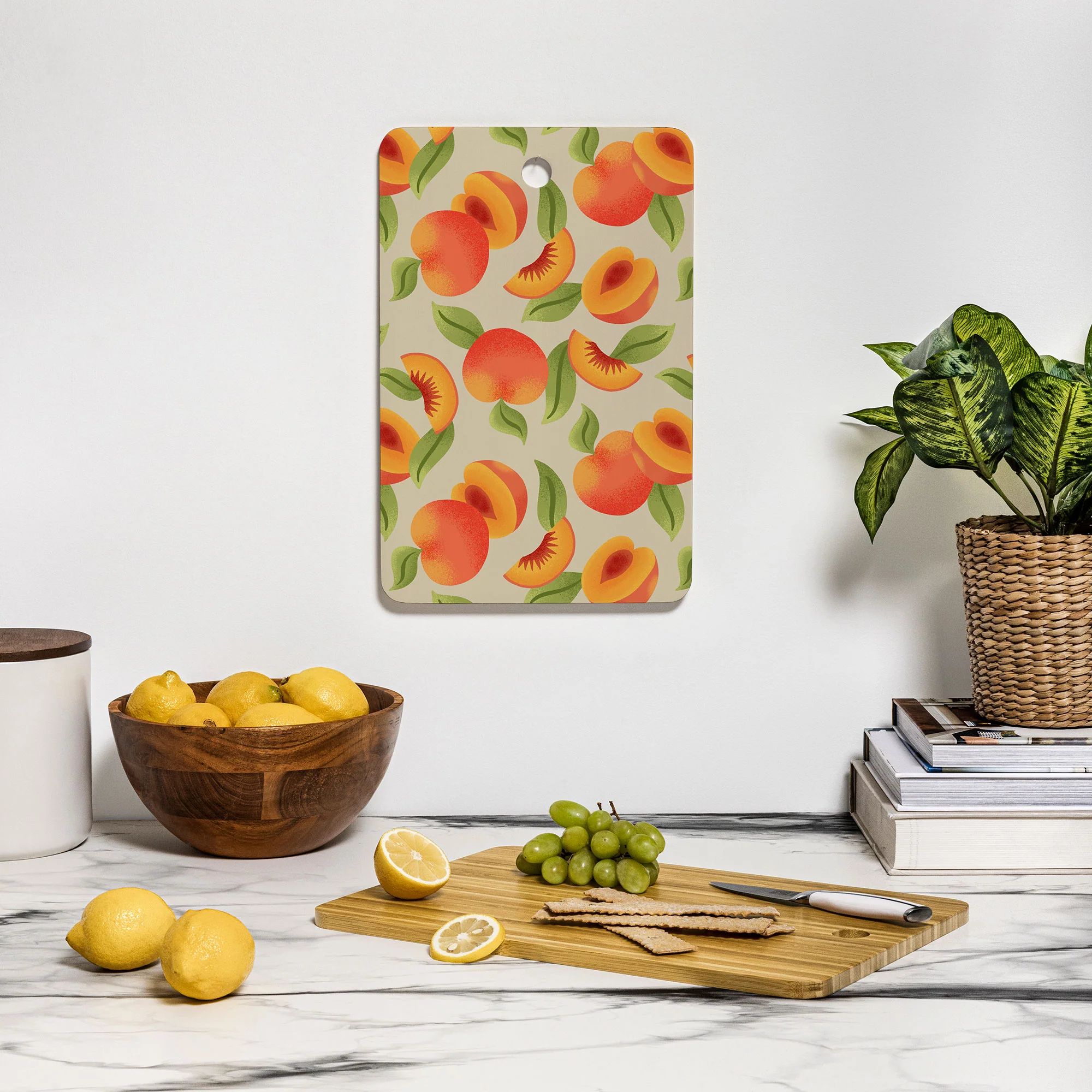 Jessica Molina Peach Pattern Cutting Board Rectangle - Image 3