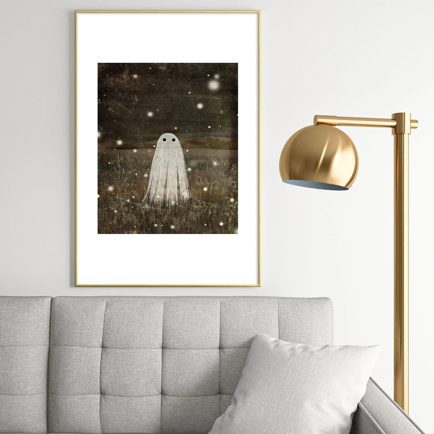 Katherine Blower Designs Night Fireflies Metal Framed Art Print - Image 38