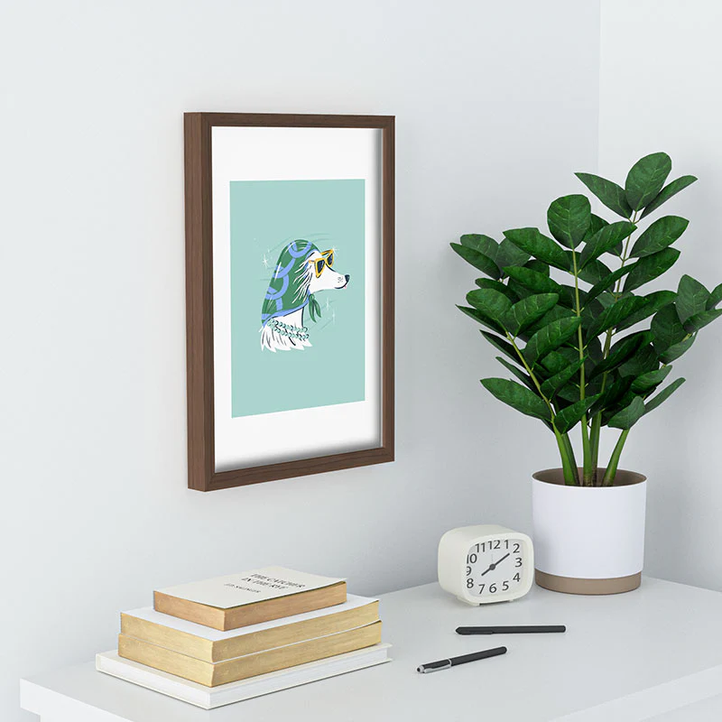 KrissyMast Chic Afghan Hound Dog Illustra Recessed Framing Rectangle - Image 16