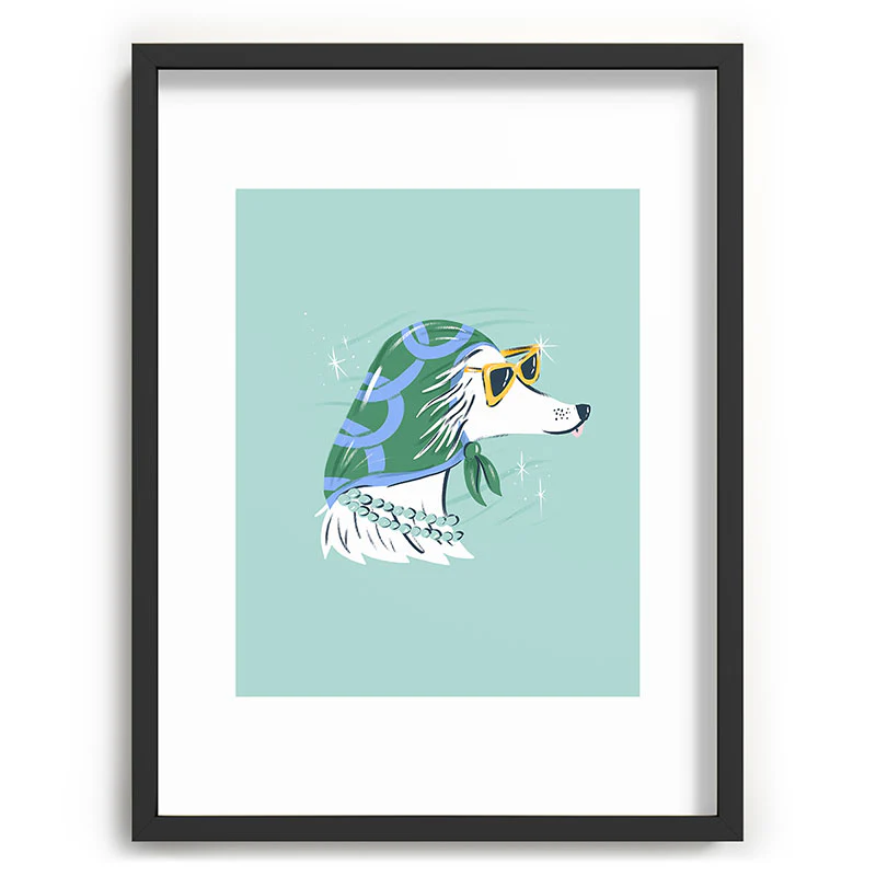 KrissyMast Chic Afghan Hound Dog Illustra Recessed Framing Rectangle - Image 17