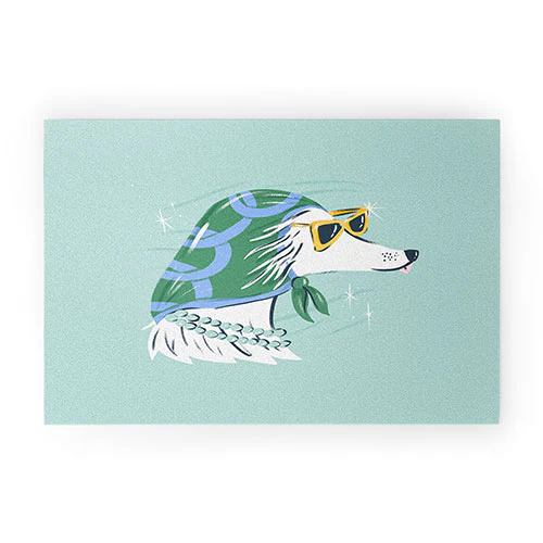 KrissyMast Chic Afghan Hound Dog Illustra Welcome Mat