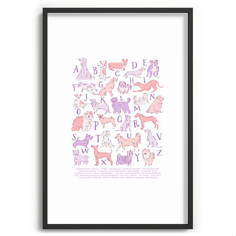 KrissyMast Dogs ABC Alphabet Print Recessed Framing Rectangle - Image 25