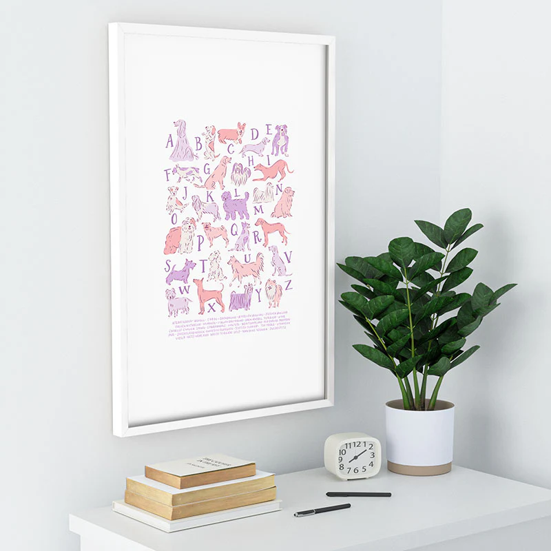 KrissyMast Dogs ABC Alphabet Print Recessed Framing Rectangle - Image 28