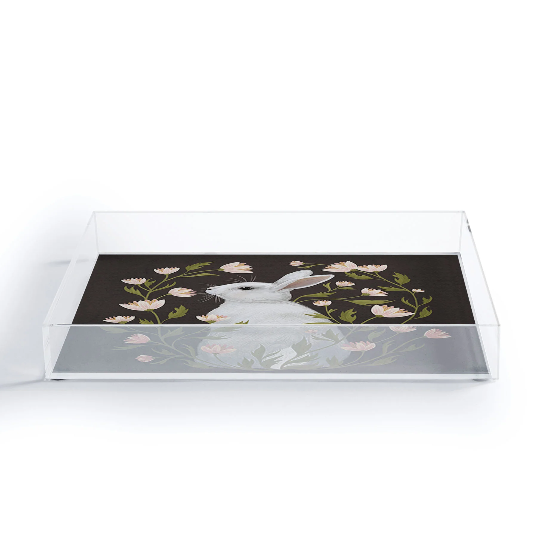 Laura Graves White Rabbit Floral Acrylic Tray - Image 6