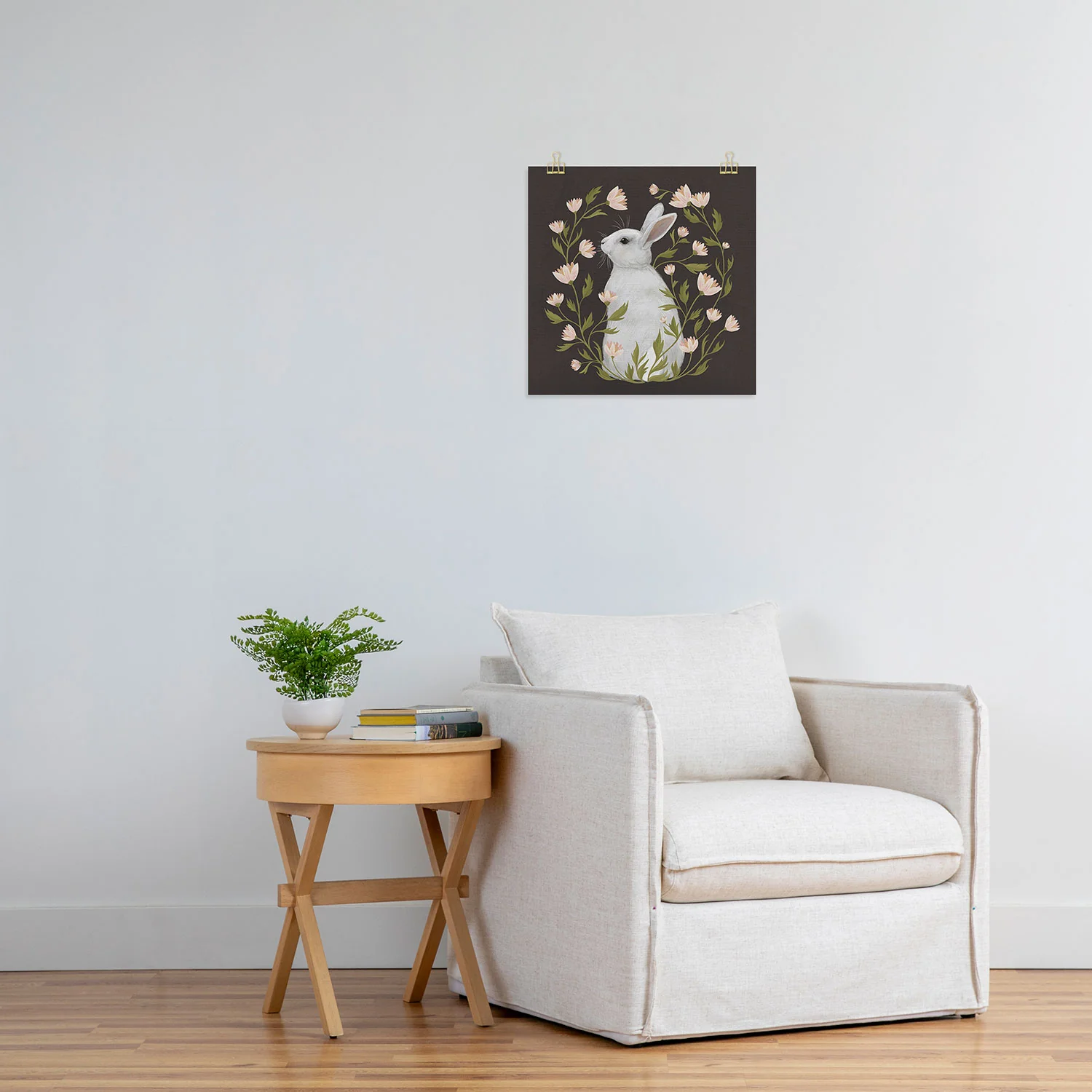 Laura Graves White Rabbit Floral Art Print - Image 18