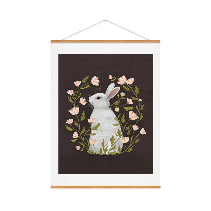 Laura Graves White Rabbit Floral Art Print - Image 49