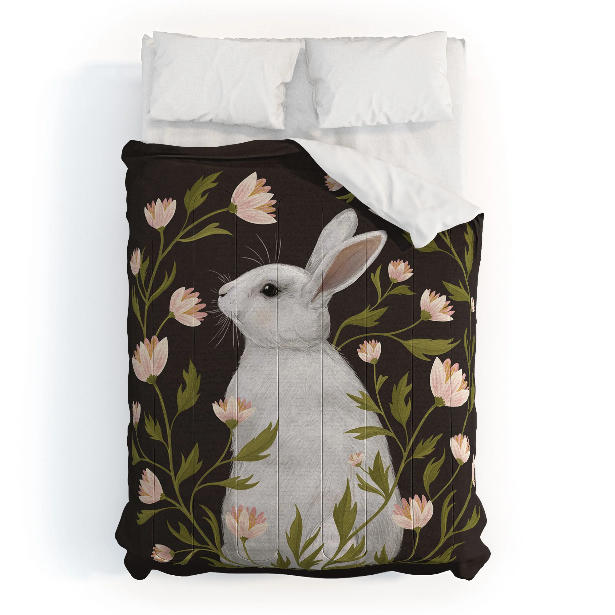 Laura Graves White Rabbit Floral Comforter
