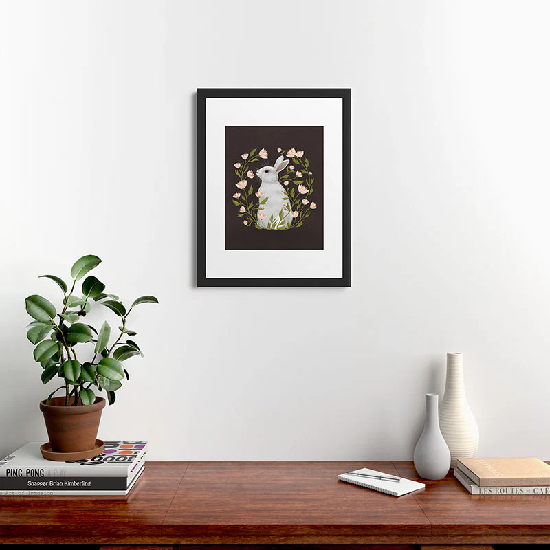 Laura Graves White Rabbit Floral Framed Art Print - Image 10