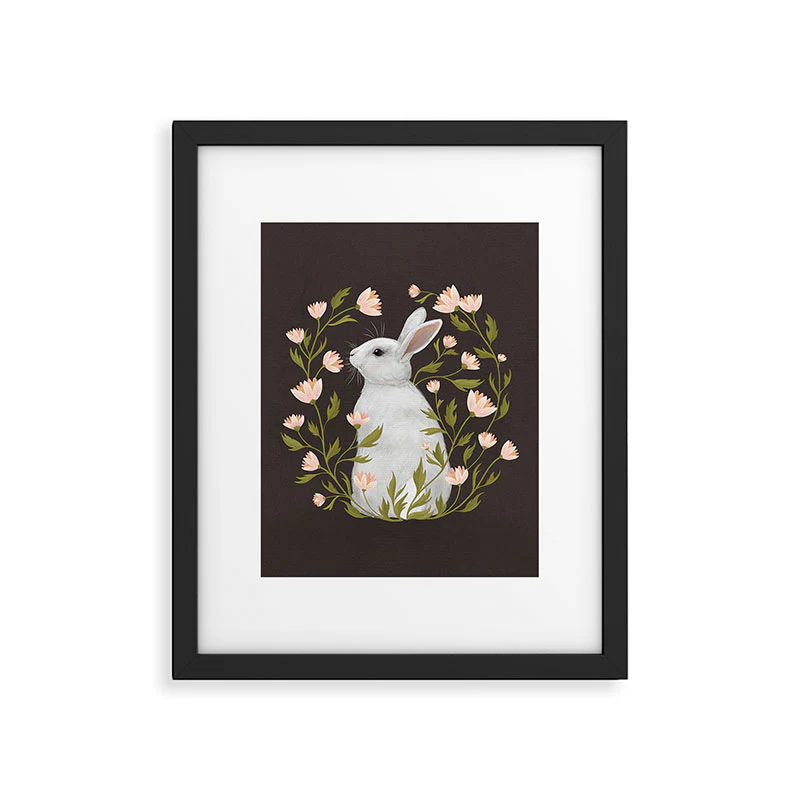 Laura Graves White Rabbit Floral Framed Art Print - Image 33