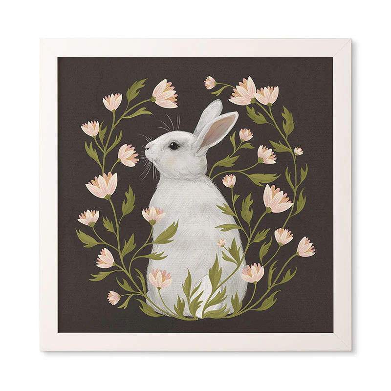 Laura Graves White Rabbit Floral Framed Wall Art - Image 15