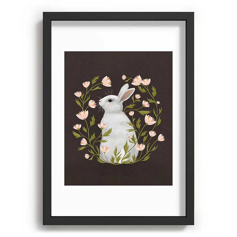 Laura Graves White Rabbit Floral Recessed Framing Rectangle - Image 9