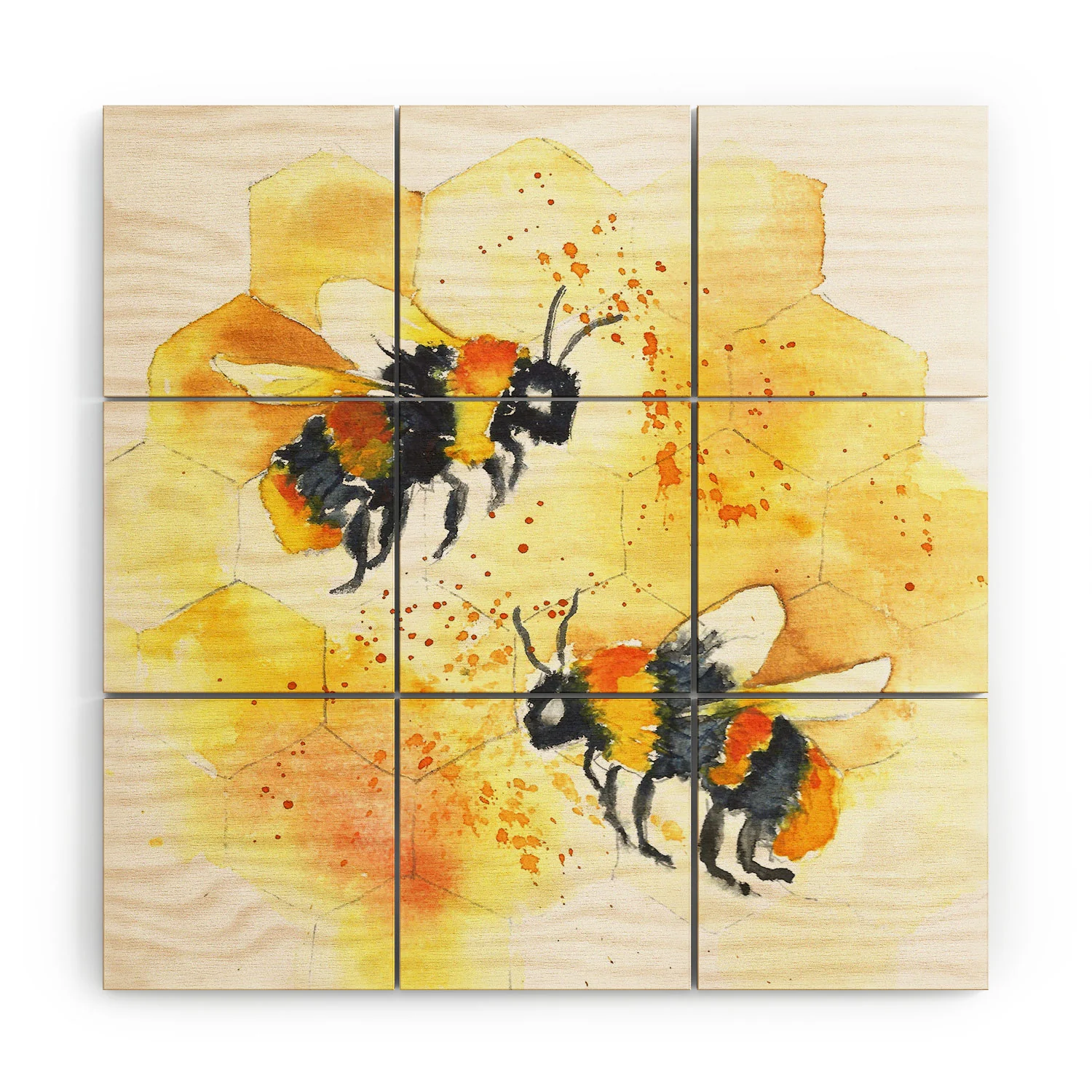 Laura Trevey Two Honey Bees Wood Wall Mural - Image 2