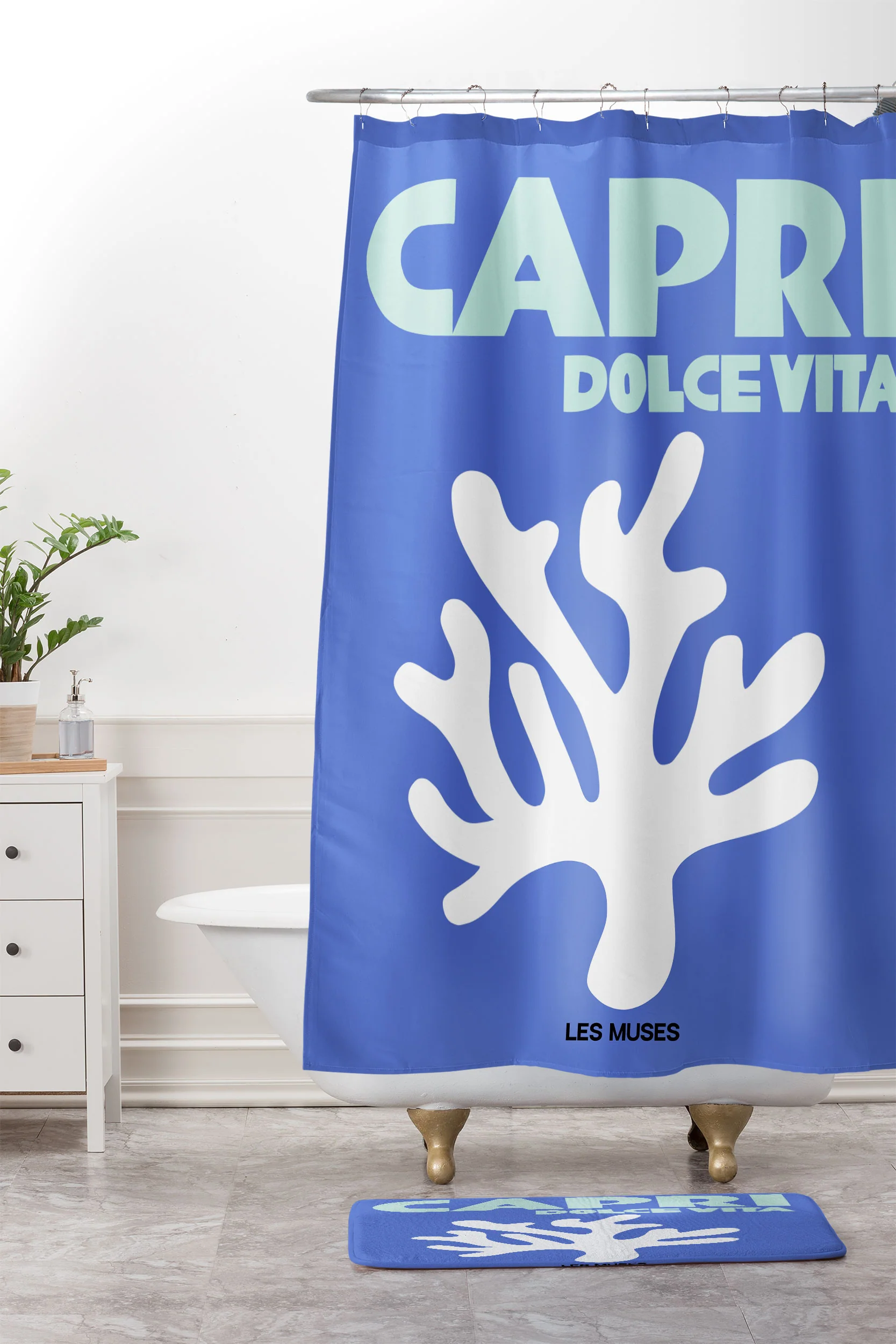 les muses capri dolce vita Memory Foam Bath Mat - Image 4
