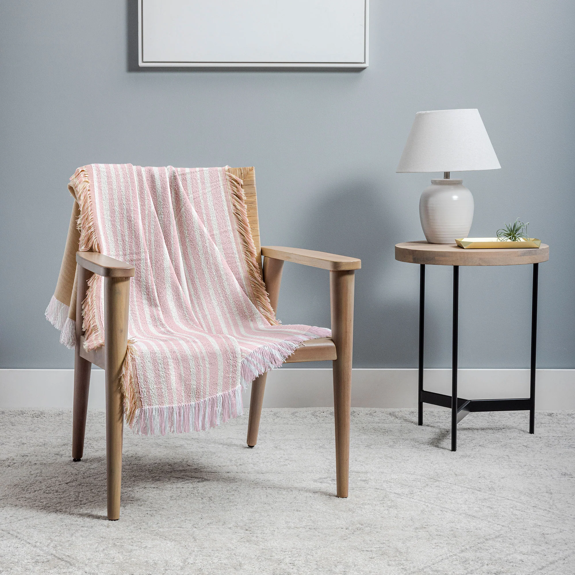Lisa Argyropoulos Soft Blush Stripes Throw Blanket - Image 2