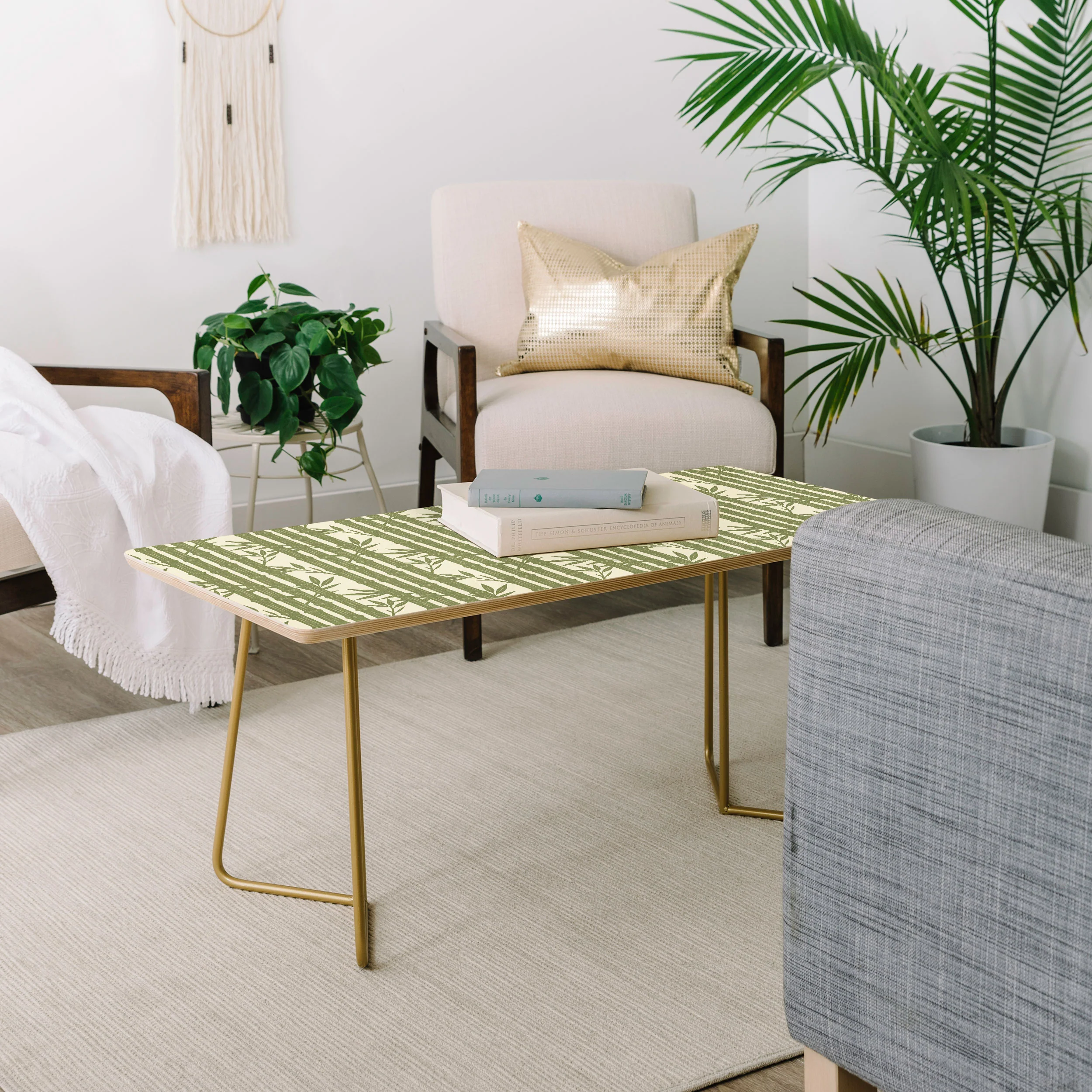 Little Arrow Design Co bamboo stripes green Coffee Table - Image 7