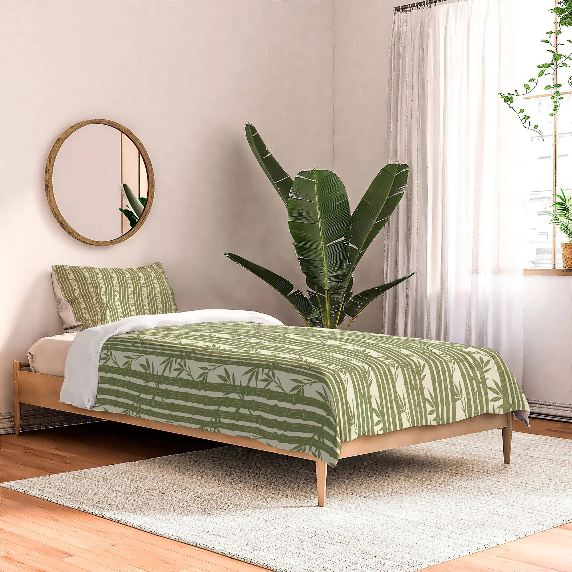 Little Arrow Design Co bamboo stripes green Comforter - Image 5