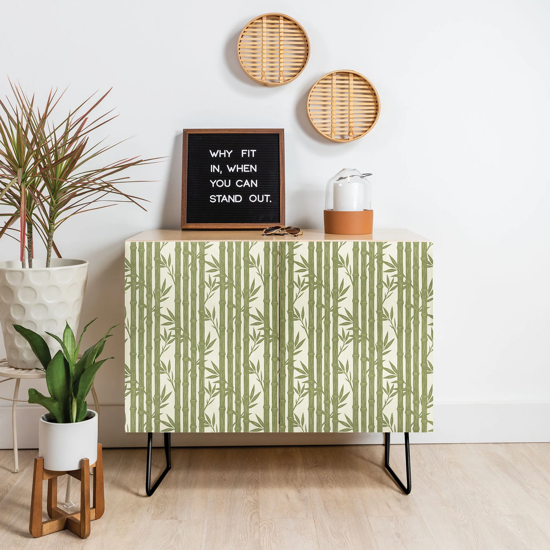 Little Arrow Design Co bamboo stripes green Credenza - Image 12