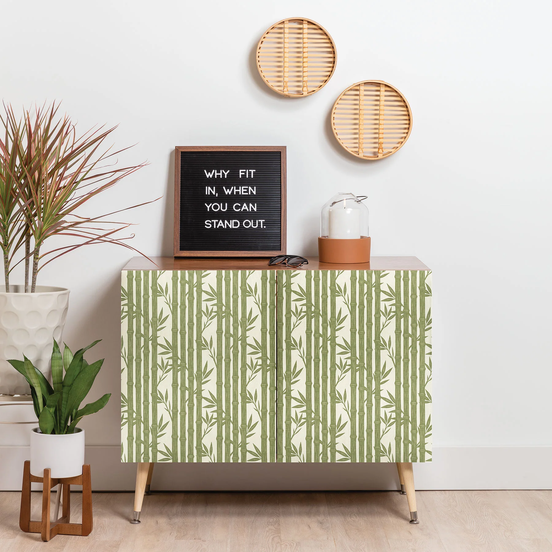 Little Arrow Design Co bamboo stripes green Credenza - Image 15