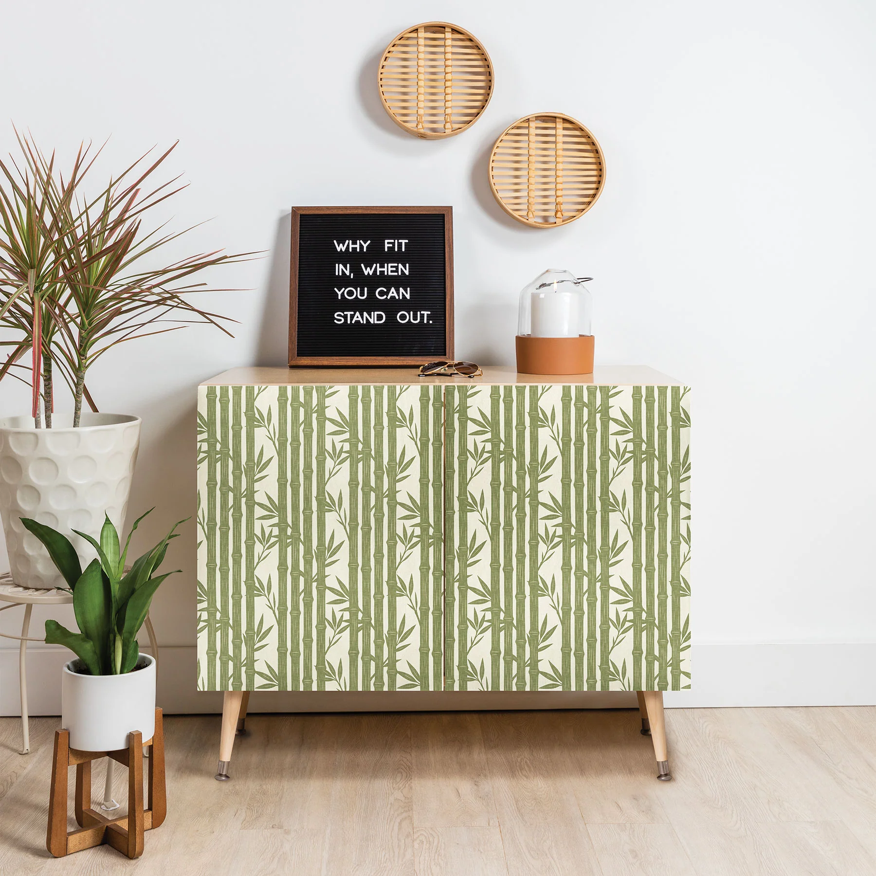 Little Arrow Design Co bamboo stripes green Credenza - Image 18