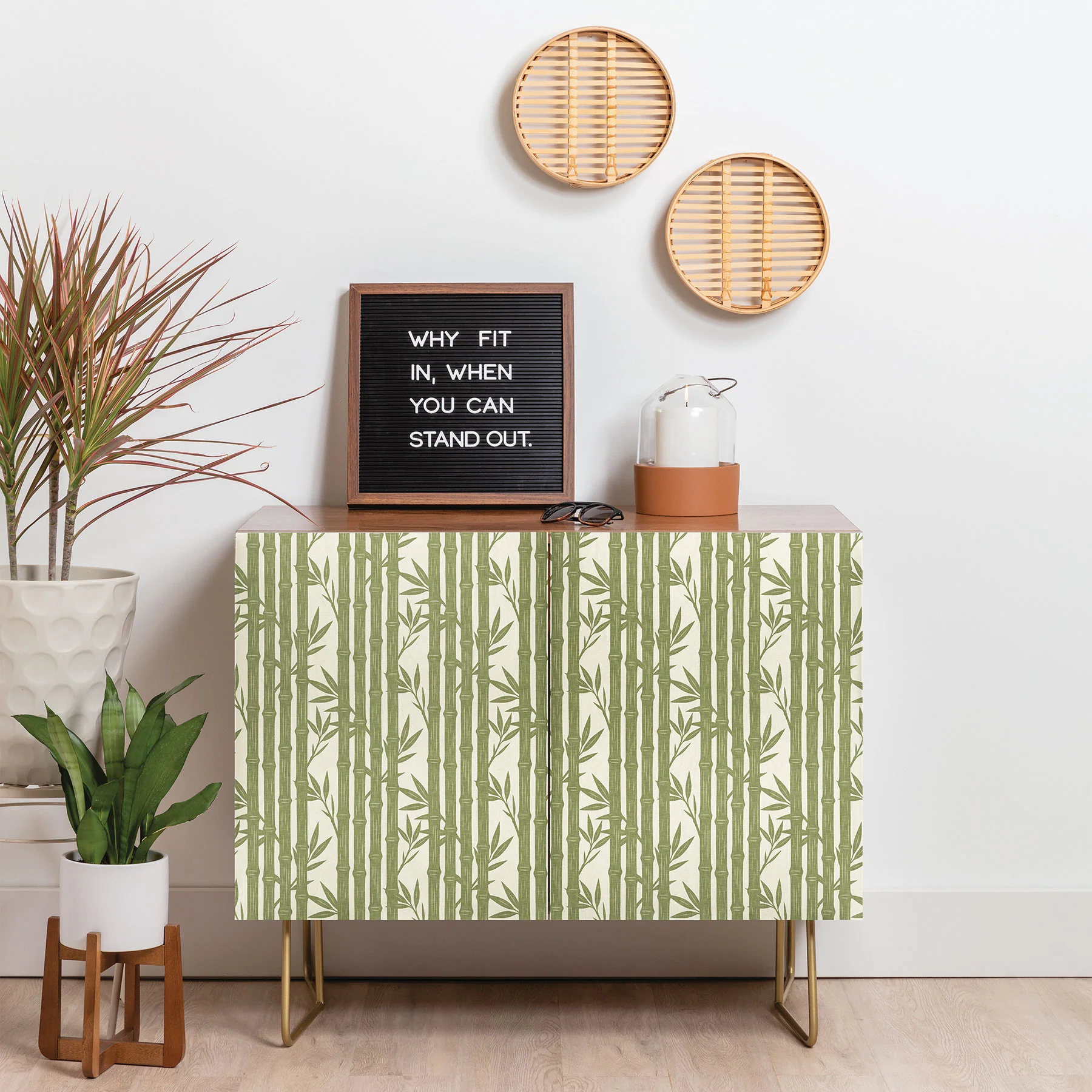 Little Arrow Design Co bamboo stripes green Credenza - Image 3