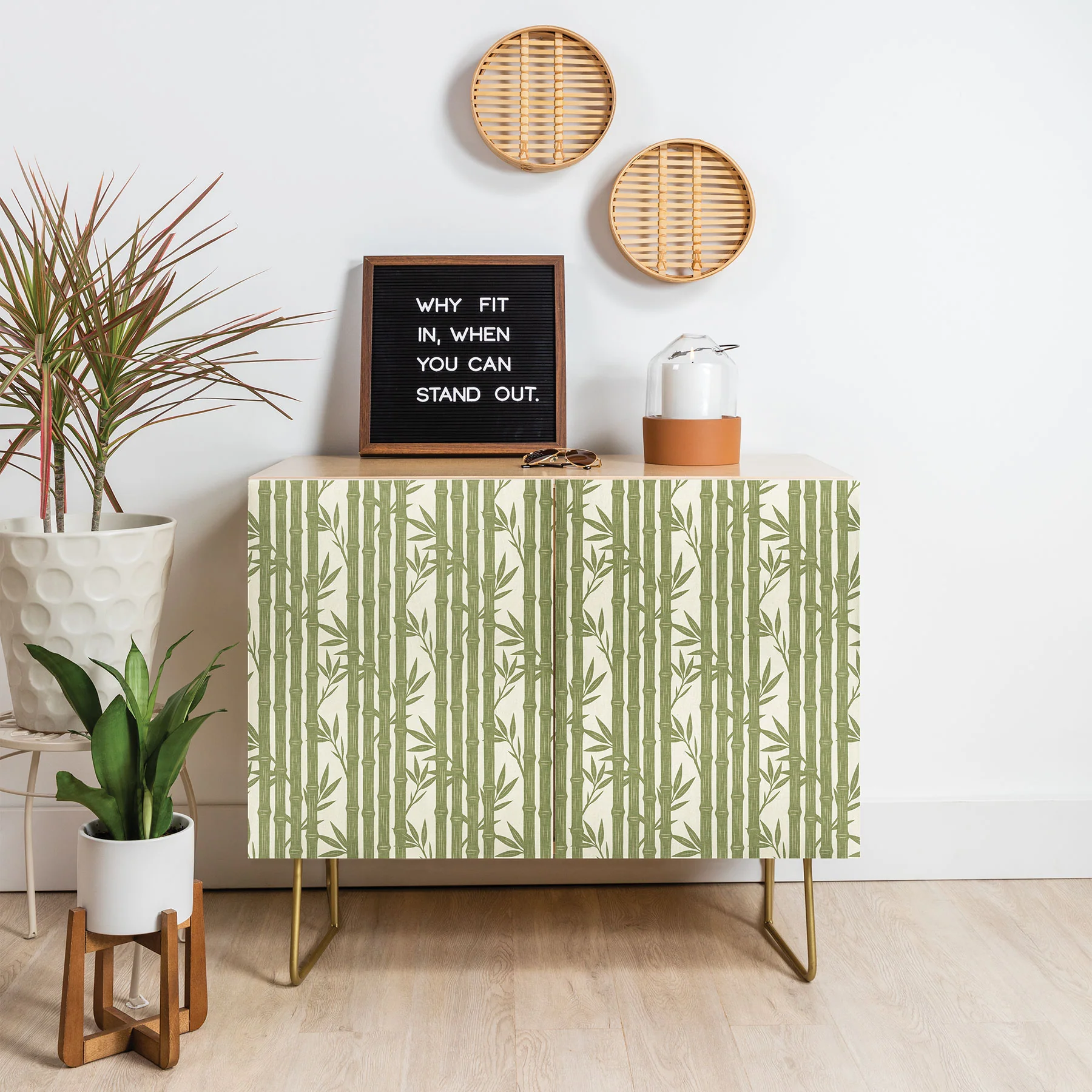Little Arrow Design Co bamboo stripes green Credenza - Image 9