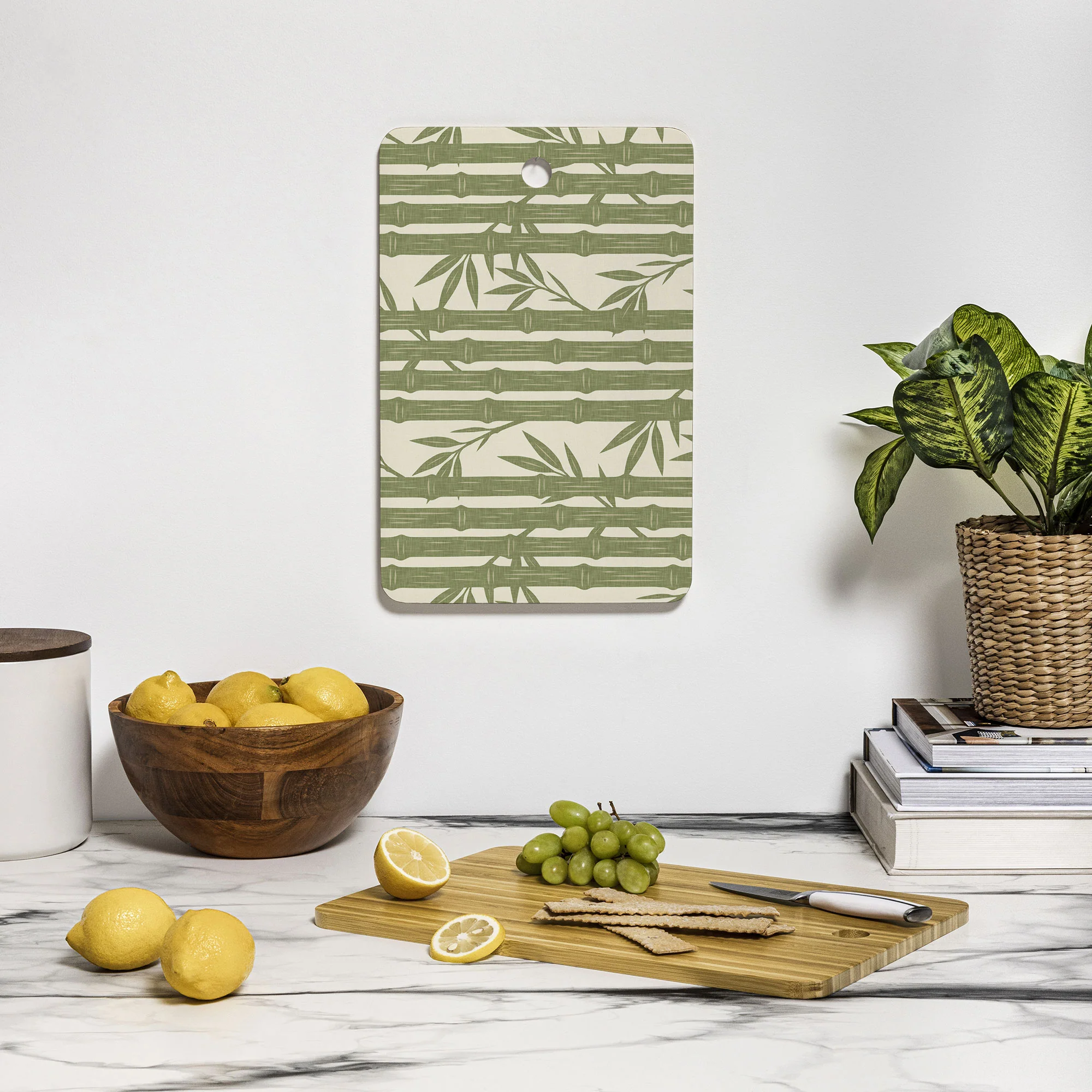 Little Arrow Design Co bamboo stripes green Cutting Board Rectangle - Image 3