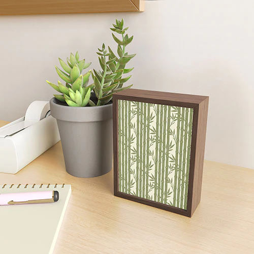 Little Arrow Design Co bamboo stripes green Framed Mini Art Print - Image 7