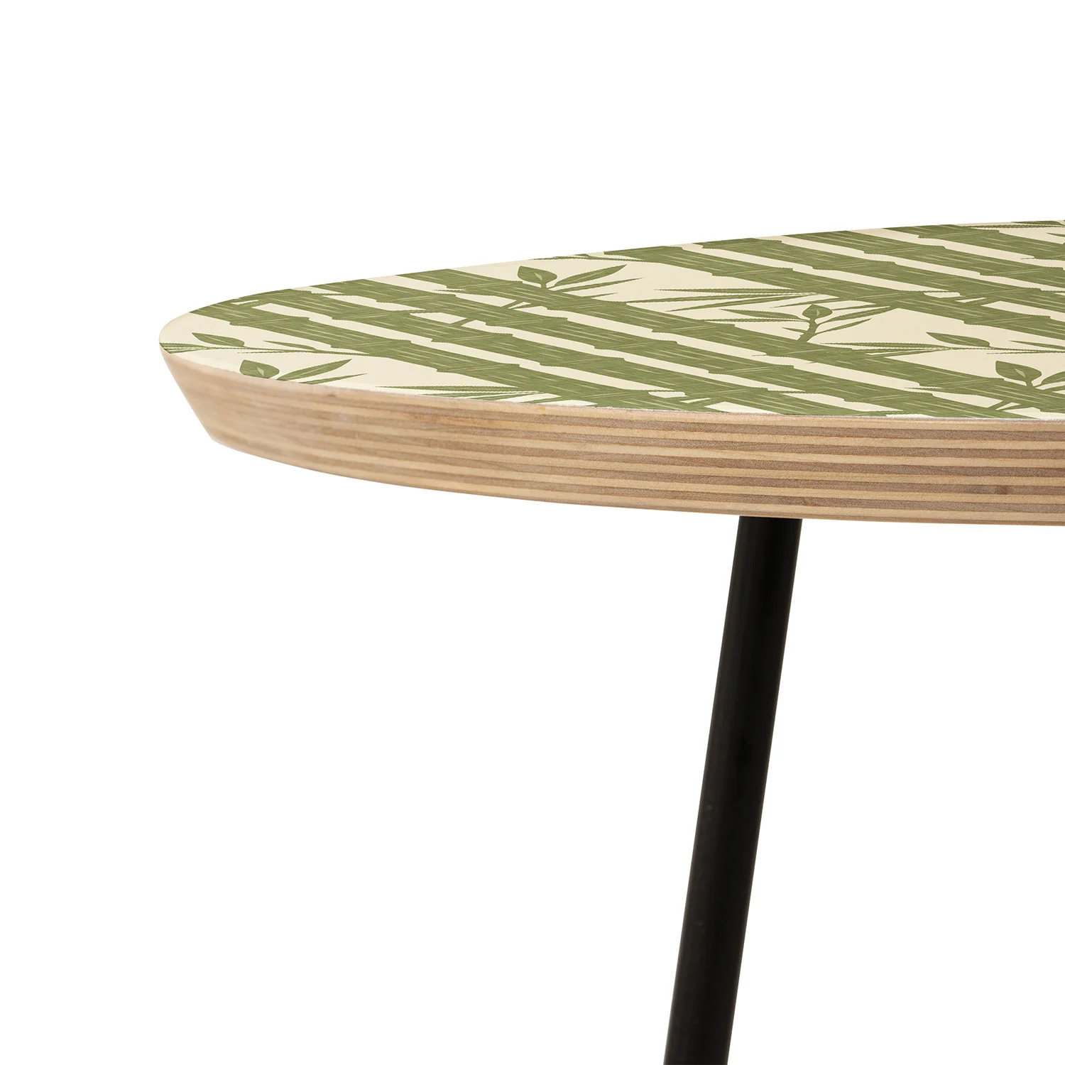 Little Arrow Design Co bamboo stripes green Round Side Table - Image 6