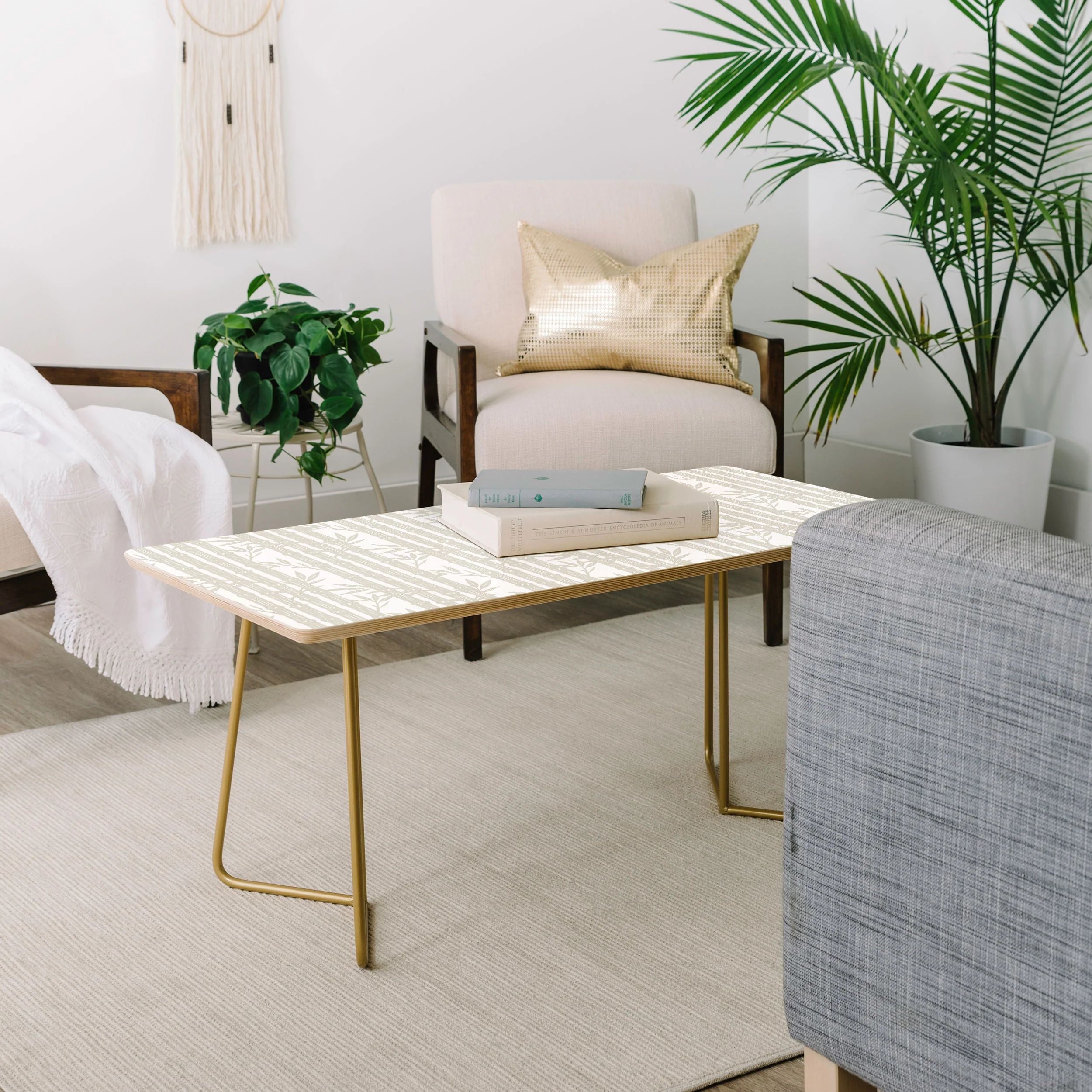 Little Arrow Design Co bamboo stripes neutral Coffee Table - Image 7