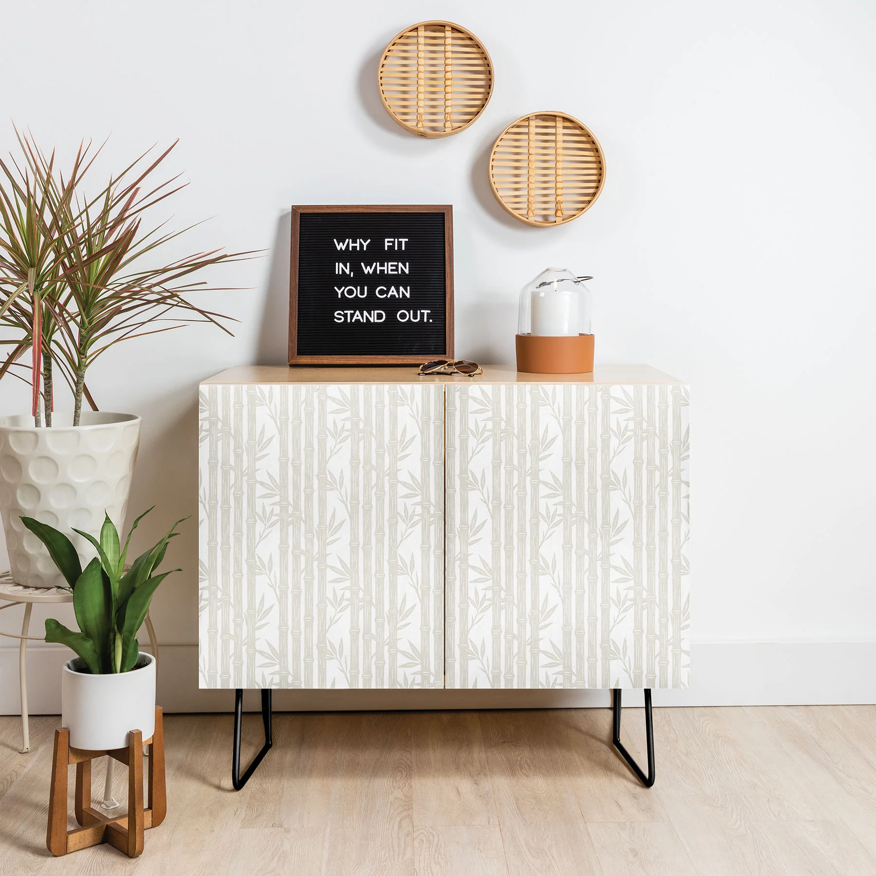 Little Arrow Design Co bamboo stripes neutral Credenza - Image 12
