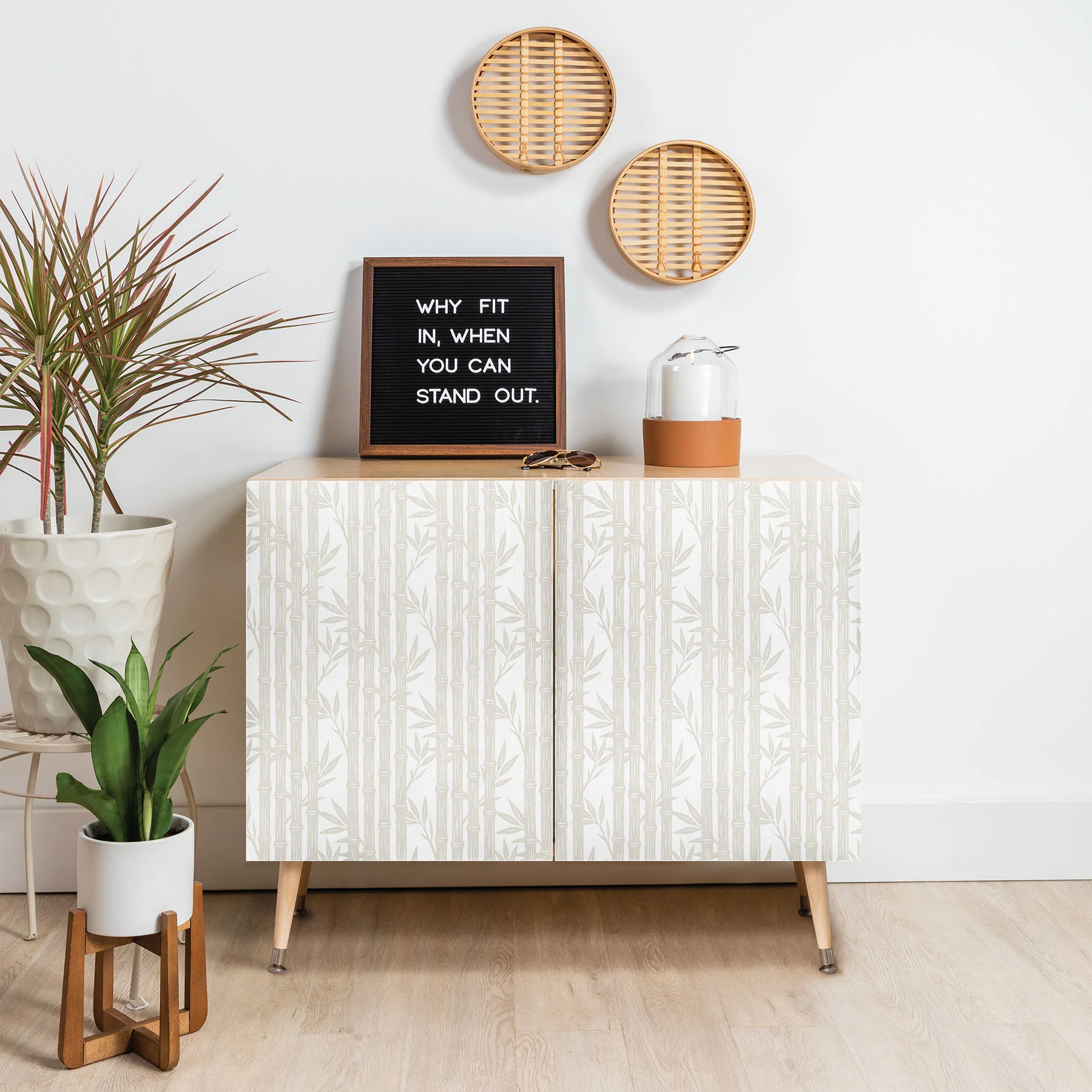 Little Arrow Design Co bamboo stripes neutral Credenza - Image 18