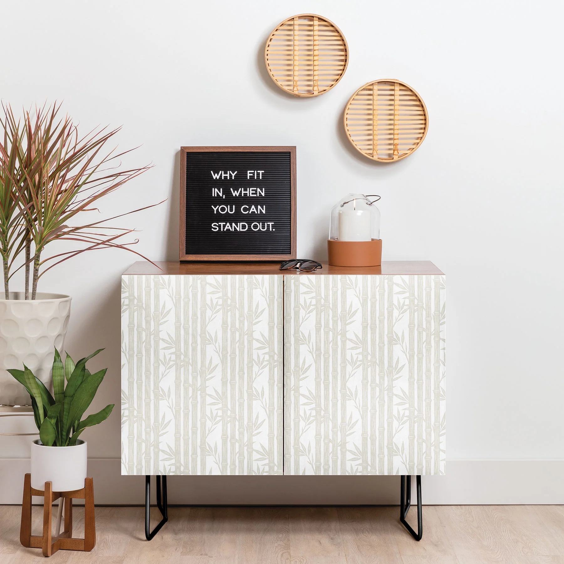 Little Arrow Design Co bamboo stripes neutral Credenza - Image 6
