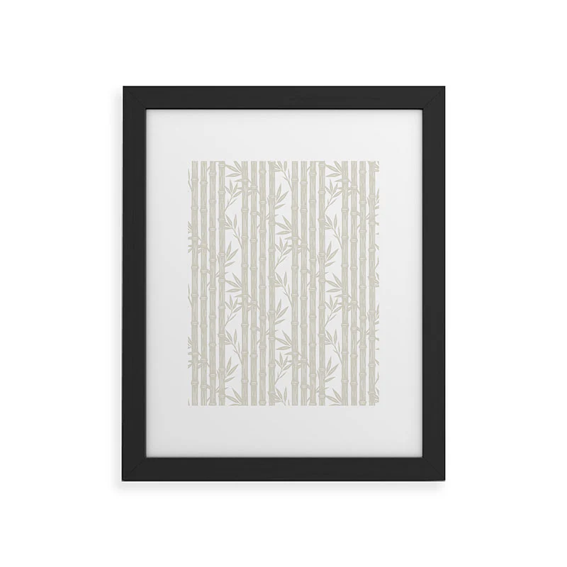 Little Arrow Design Co bamboo stripes neutral Framed Art Print - Image 11