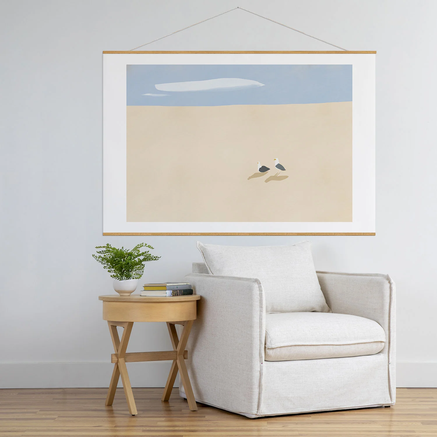 Little Dean Minimal sand beach with seagull Art Print - Image 54