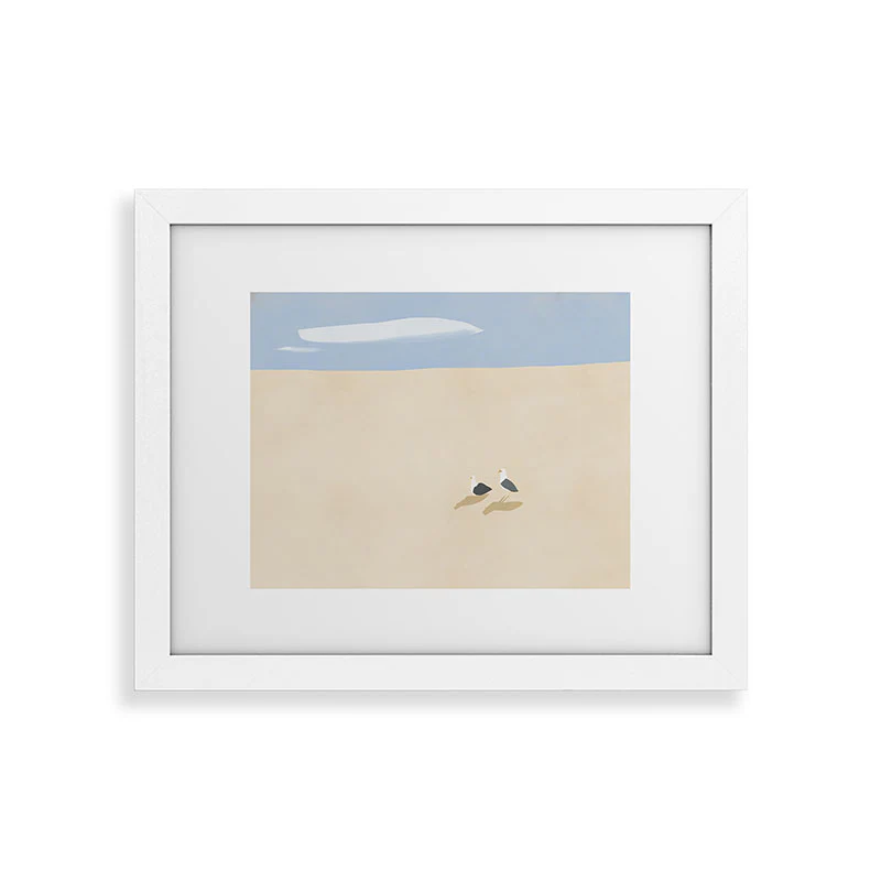 Little Dean Minimal sand beach with seagull Framed Art Print - Image 15