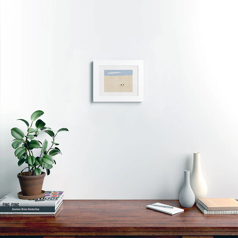 Little Dean Minimal sand beach with seagull Framed Art Print - Image 16